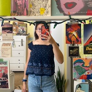 Abercrombie & Fitch navy blue blouse